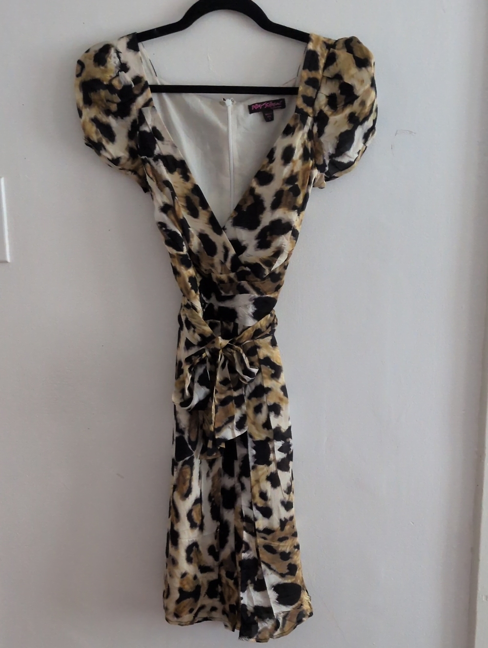 Betsey Johnson Leopard Silk Print Wrap Dress